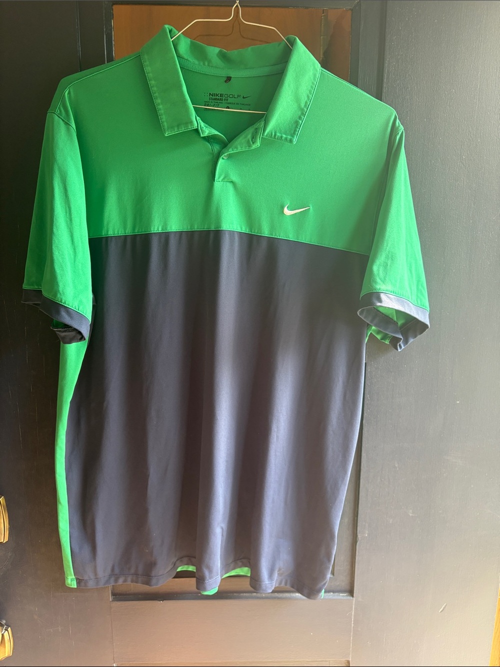 Nike Green and Navy Colorblock Golf Polo large